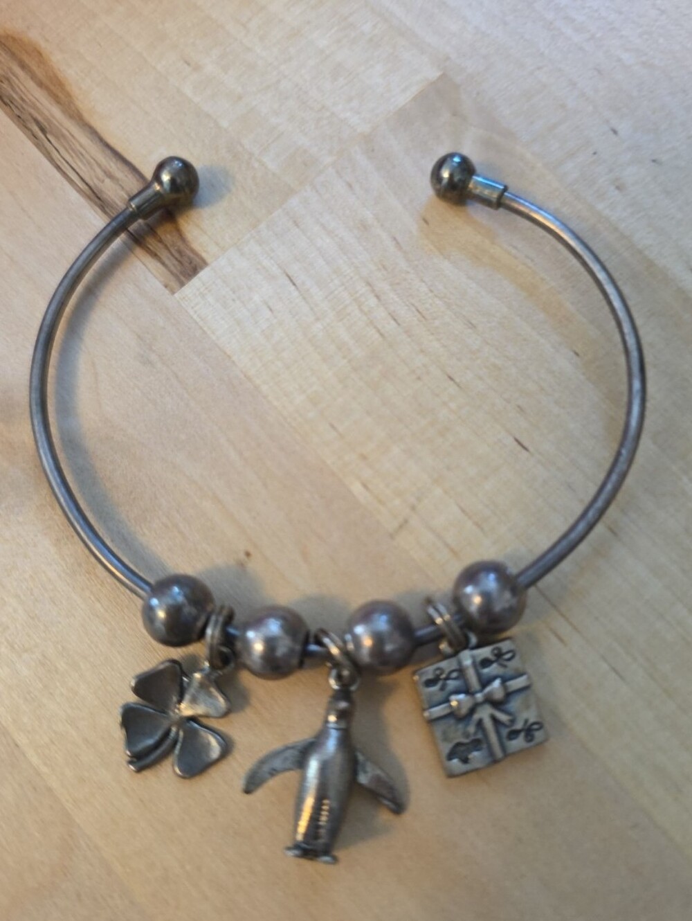 SJC Sundancer Jewelry Co Cuff Bracelet 925 Sterling Charms Penguin Shamrock Box